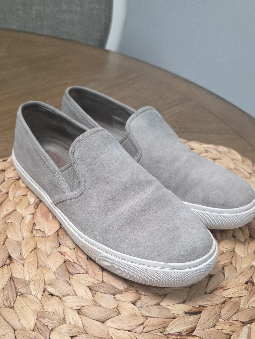 Tory Burch French Gray Kid Suede Jesse Slip On Sneakers Size 6M